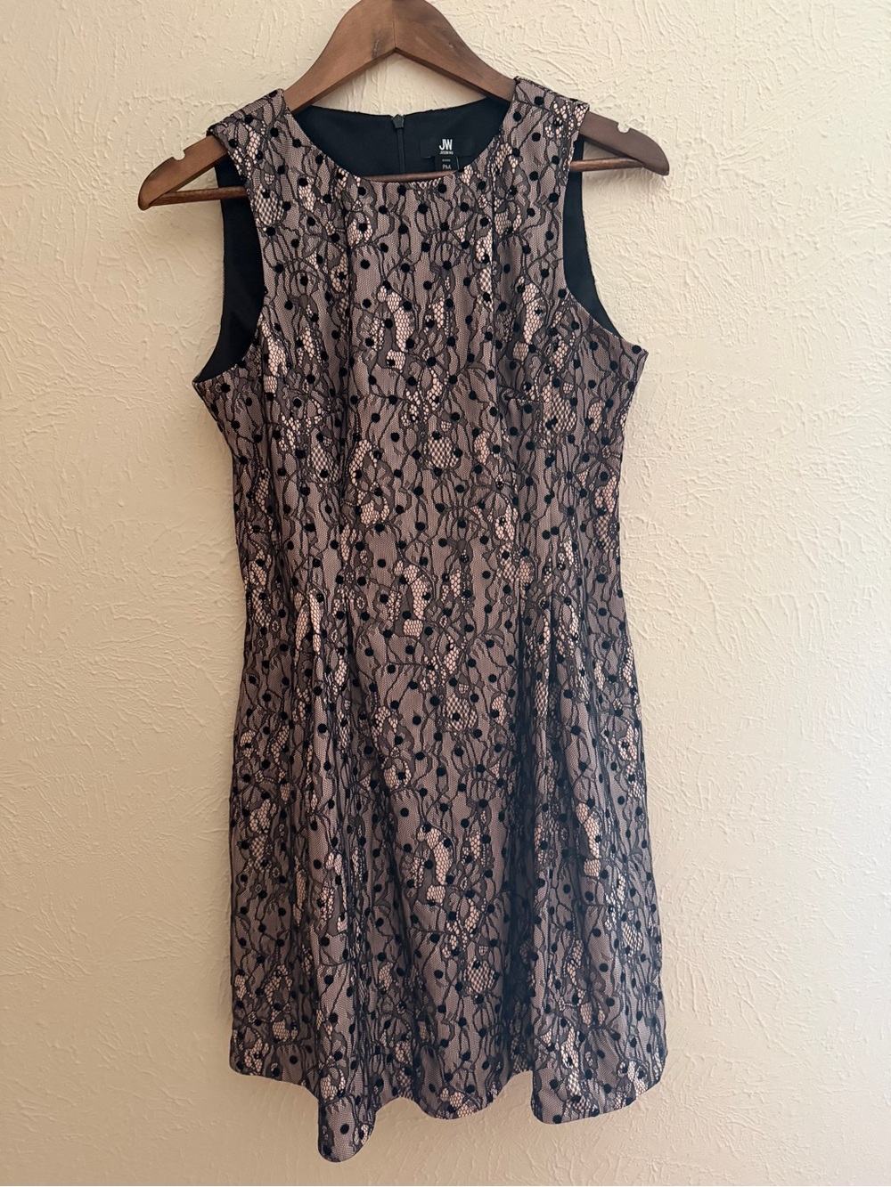 JW Jason Wu Black Floral Lace Overlay Fit & Flare Cocktail Dress – Petite Medium